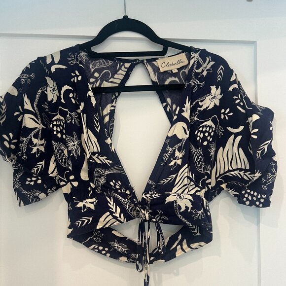 Cleobella Navy and White Hawaiian Print Top (S) - Picture 1 of 4